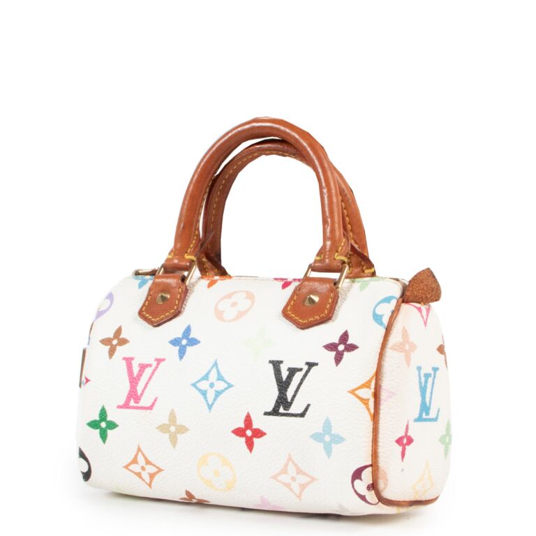 Louis Vuitton White Mini Speedy Murakami Multicolor Top Handle Bag