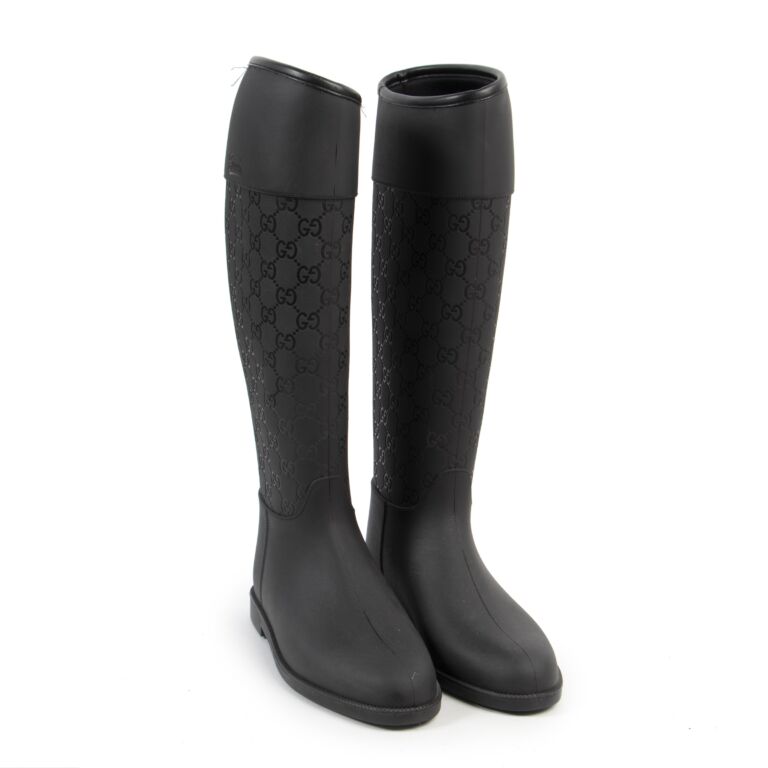 GUCCI ロングブーツ 黒 GGロゴ Vtg Gucci Black Leather G Logo Boots 37.5 | eBay