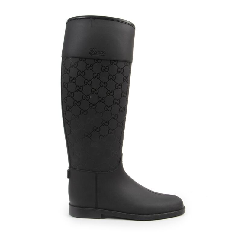 Gucci Black Monogram Rubber Boots ○ Labellov ○ Buy and Luxury