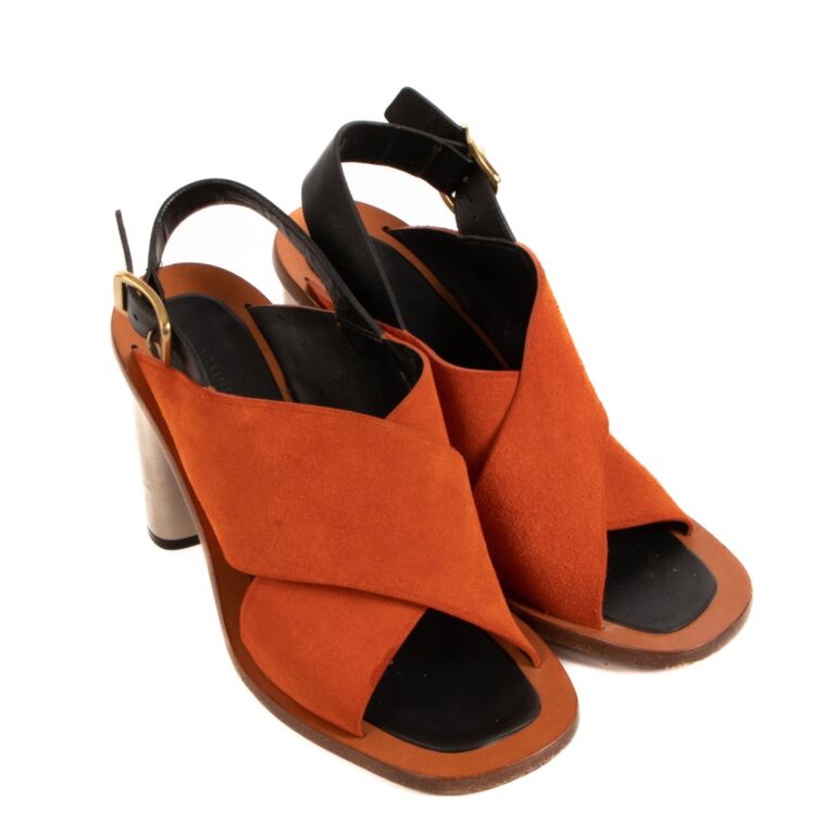 Celine Orange Suede Sandals - size 38 ○ Labellov ○ Buy and