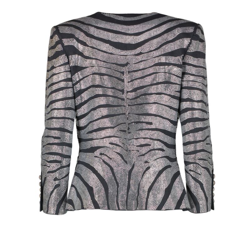 Balmain Black Crystal Embellished Zebra Jacket ○ Labellov