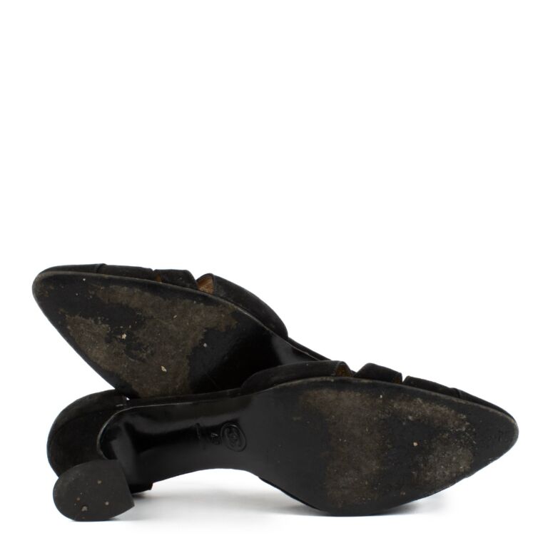 靴 Vintage Chanel Black Suede Heels Chanel Black Suede Pumps