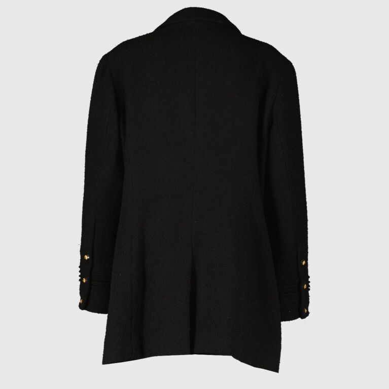 CHANEL BOUTIQUE 黒ジャケット ウール100% Chanel Black Tweed Jacket ○ Labellov ○ Buy and Sell Authentic Luxury