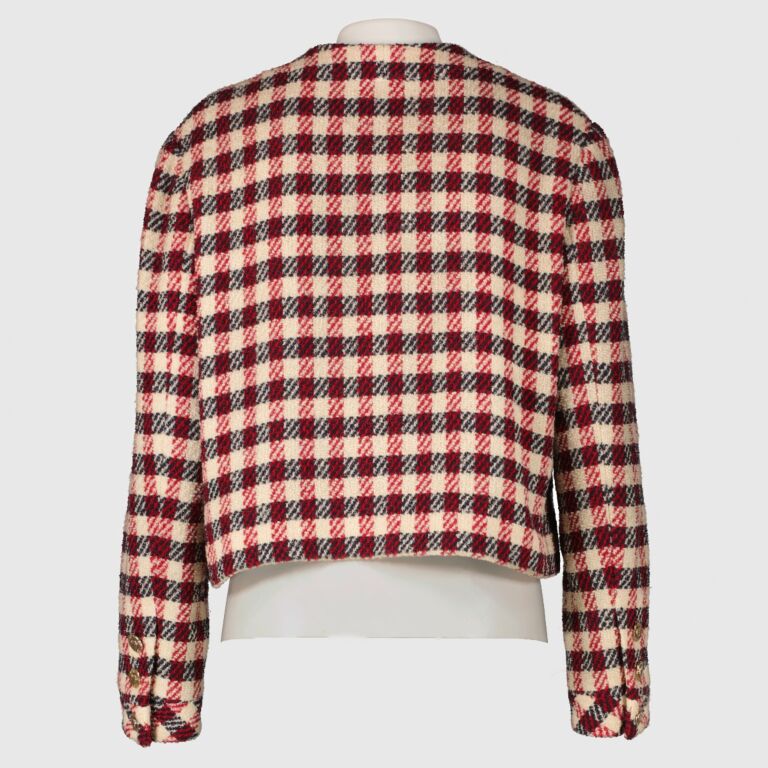Chanel 1980s Shepherd Check Tweed Jacket - Size FR42 ○ Labellov