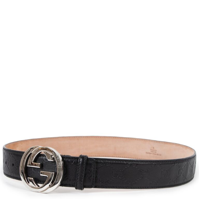 Gucci Black GG Buckle Guccissima Belt Size 85 Labellov Buy