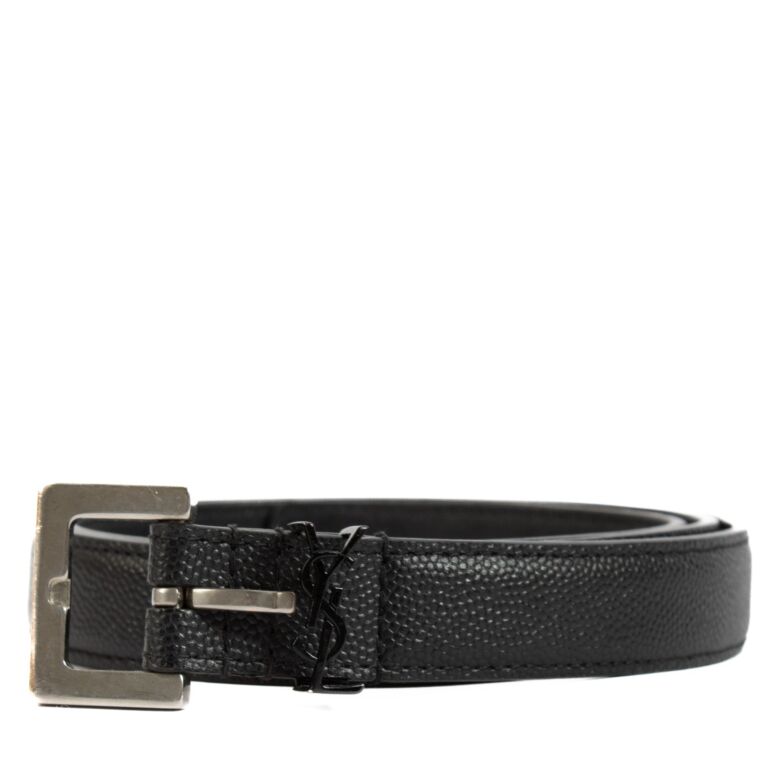 Saint Laurent Black Cassandre Belt Size 75 Labellov Buy and Sell Authentic Luxury