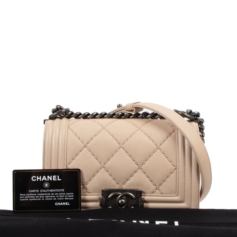 Chanel Beige Quilted Calfskin Small Boy Bag ○ Labellov ○ Buy and