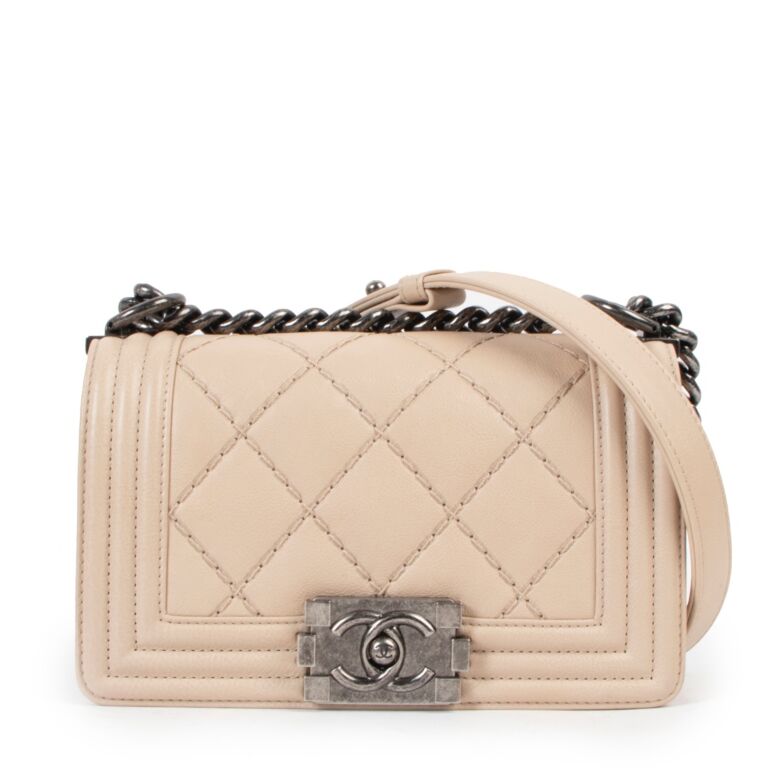 Chanel Beige Quilted Calfskin Small Boy Bag Labellov Buy and
