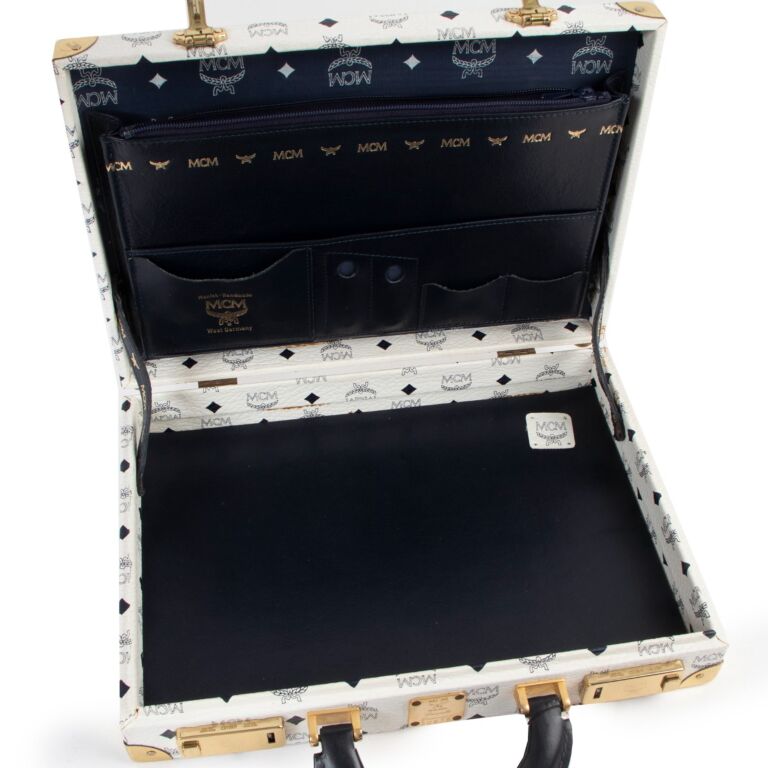 MCM White Visetos Vintage Trunk Briefcase ○ Labellov ○ Buy and