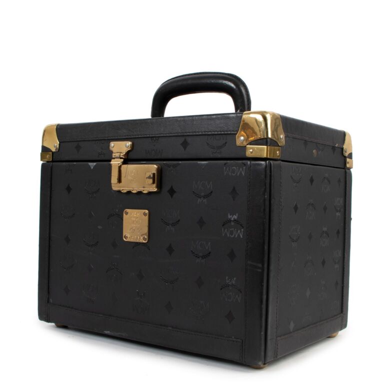 MCM Black Visetos Vintage Beauty Case Cosmetic Trunk Labellov Buy and Sell Authentic Luxury