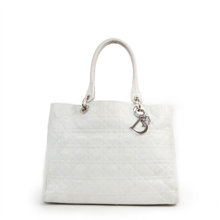 Christian Dior White Lady Dior Soft Tote Shoulder Bag