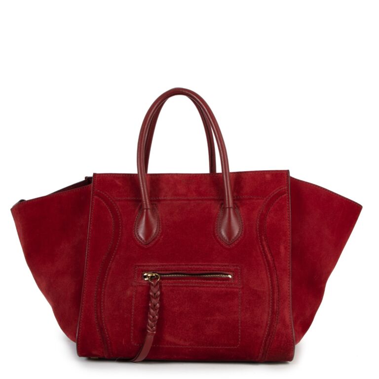 Celine Burgundy Suede Medium Luggage Phantom Labellov Buy