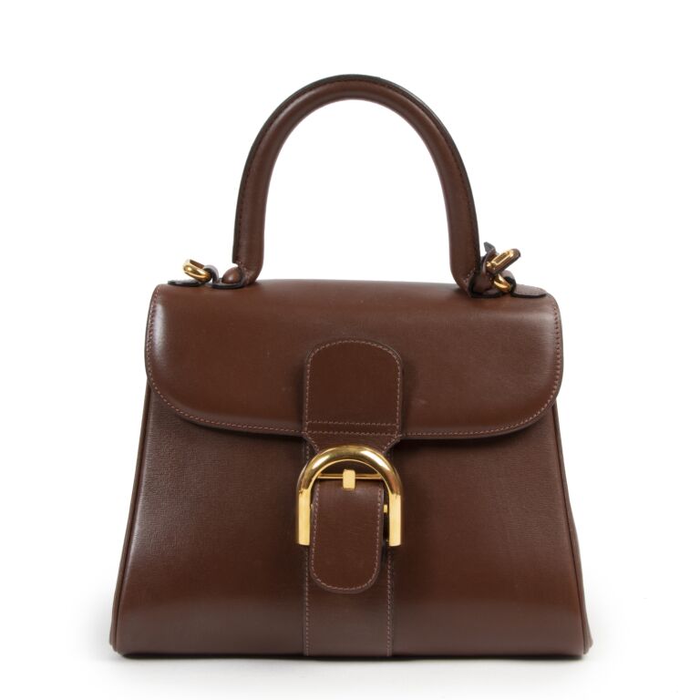 Delvaux Brown BoxCalf Brillant PM + Strap Labellov Buy and Sell ...