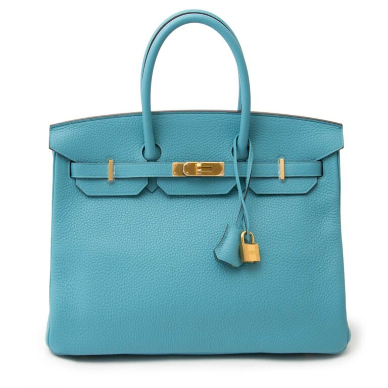 Hermès Birkin 35 Bleu Saint Cyr Taurillon Clemence GHW Labellov Buy and ...