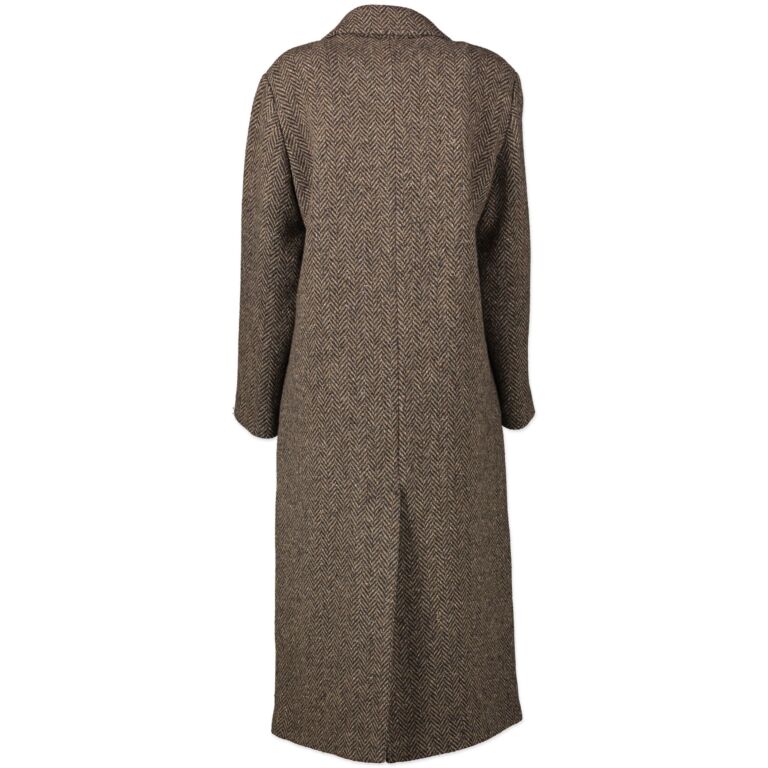 Max Mara Weekend Brown Wool Print Coat - Size 34 ○ Labellov