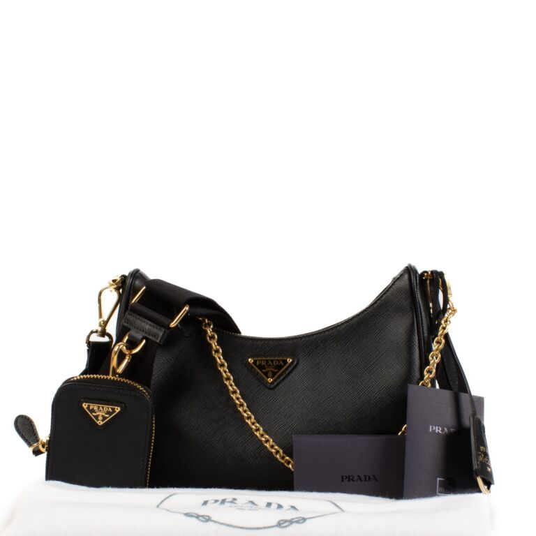 PRADA 上品 Re-Edition 2005 Saffianoレザー バッグ Prada Re-Edition 2005 Shoulder Bag Saffiano Black in