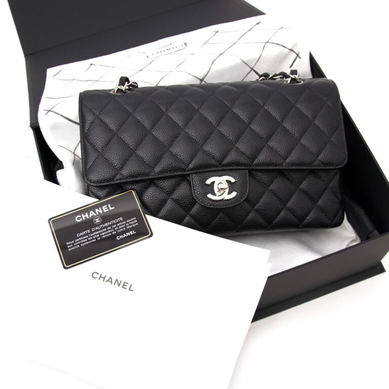 Chanel Black Caviar Medium Classic Single Flap Bag ○ Labellov