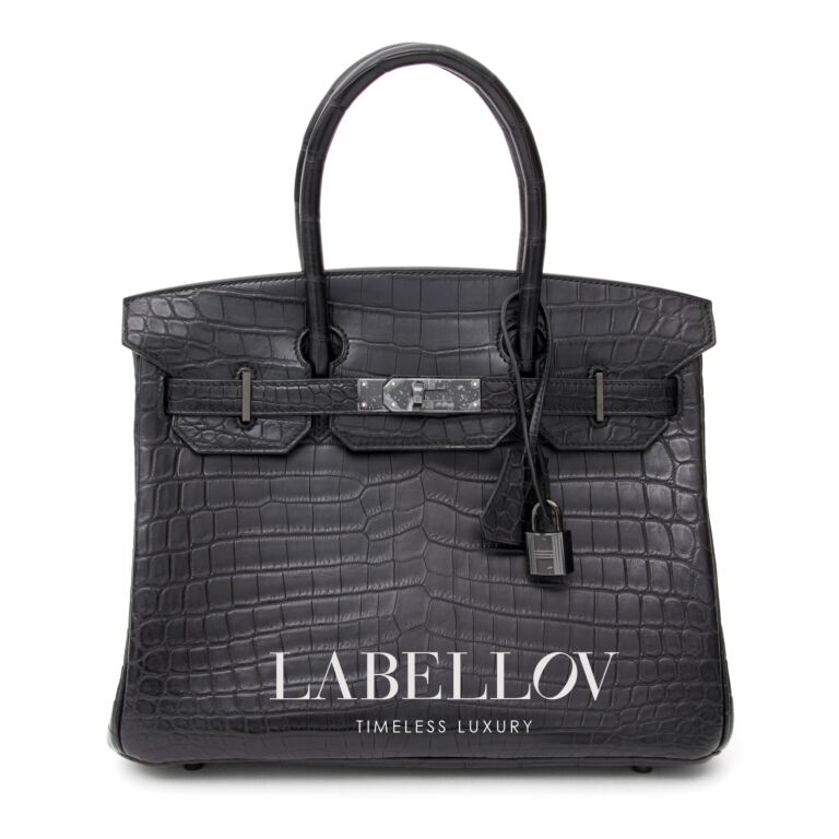 Hermes Birkin 25 Black Matte Niloticus Crocodile Gold Hardware