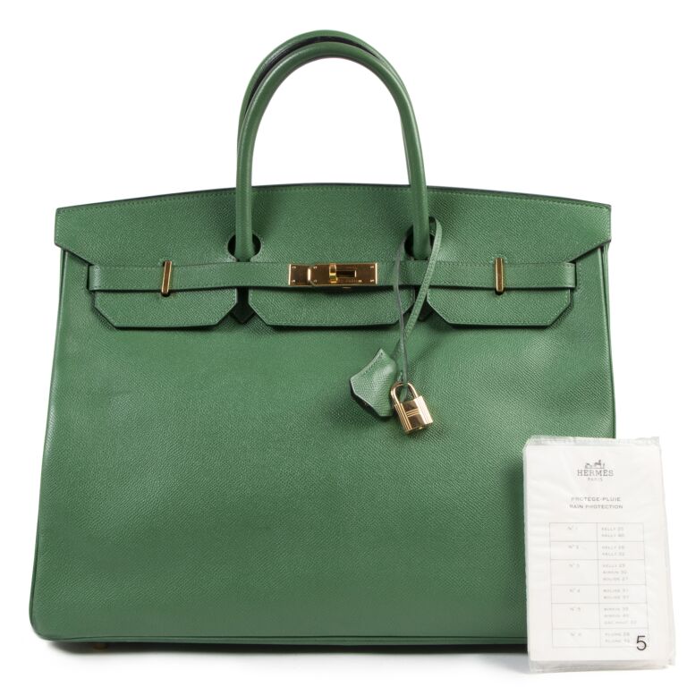 Herm s Epsom Bengale Green Birkin 40 GHW Labellov Buy and