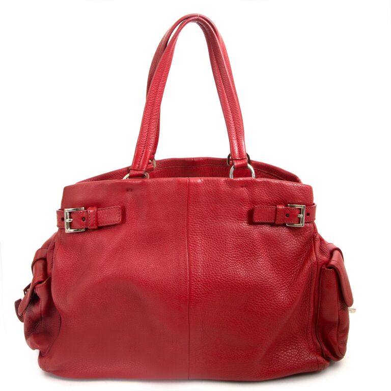 Prada Red Leather Tote Bag Labellov Buy and Sell Authentic