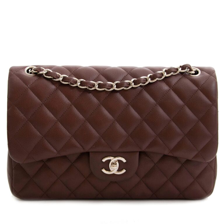 Chanel Chocolate Brown Caviar Classic Jumbo Flap Bag ○ Labellov