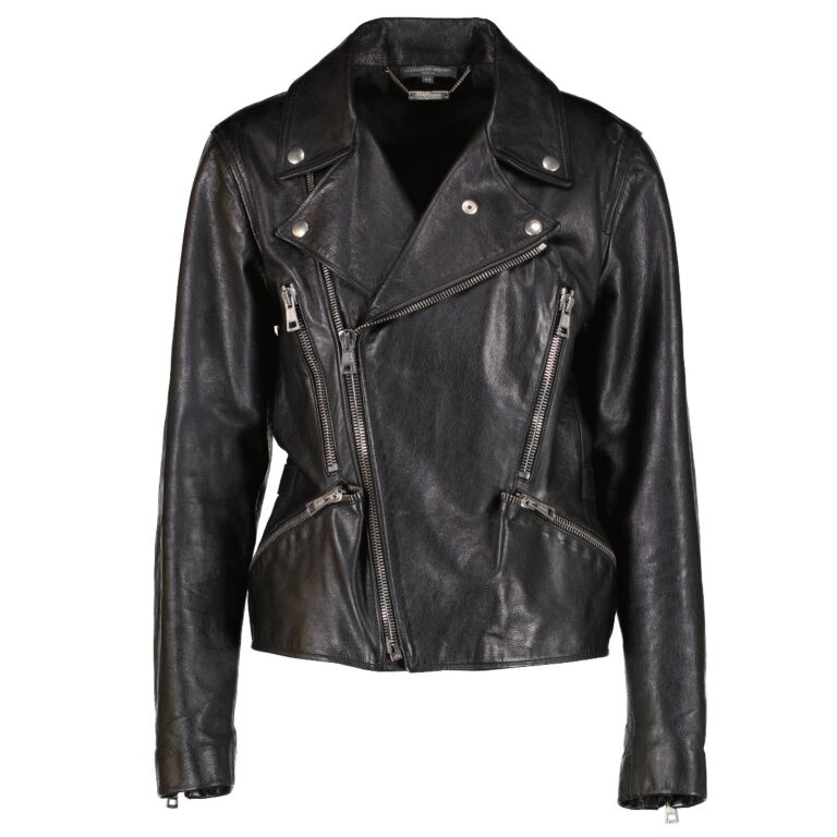 Alexander McQueen Black Leather Biker Jacket Size IT44 Labellov Buy and Sell Authentic Luxury