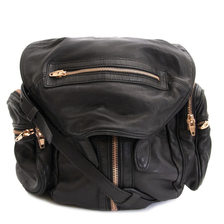 Black backpack rose gold zip best sale
