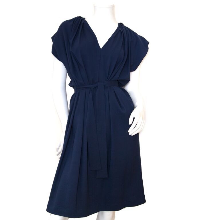 Balenciaga Blue V Neck Silk Dress - Size 38 Labellov Buy and Sell ...