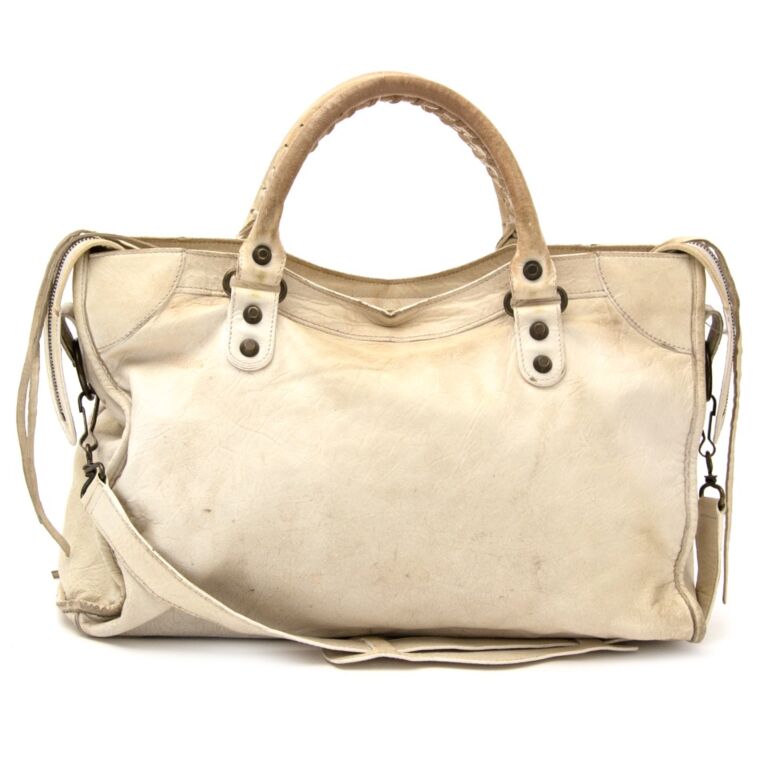 Neo Cagole City Leather Shoulder Bag in White  Balenciaga  Mytheresa