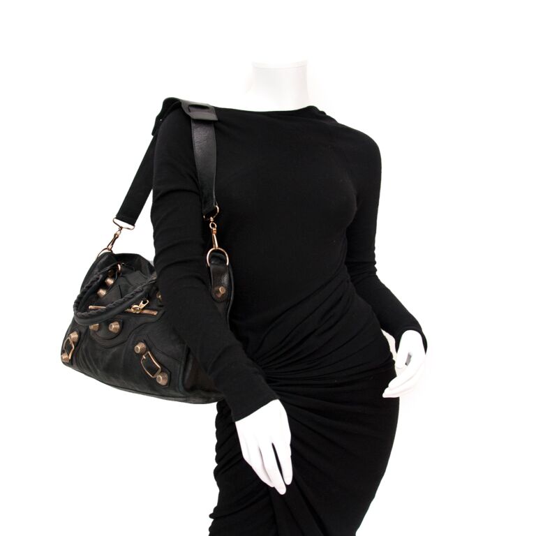 Balenciaga Giant City Motorcycle Bag in Black Leather ○ Labellov