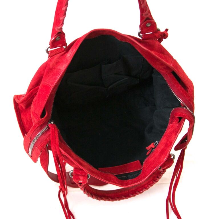 Balenciaga Red Suede City Bag Labellov Buy and Sell