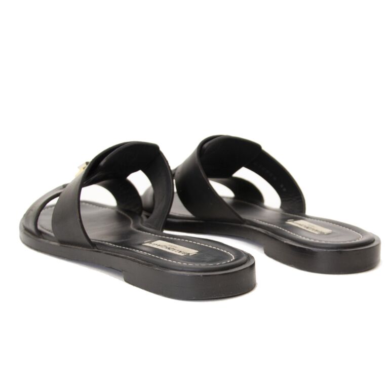 Balenciaga Black Leather Slippers - Size 39 ○ Labellov