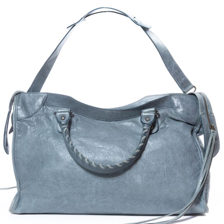 Balenciaga Blue Leather Puppy and Kitten Ville XXS Bag ○ Labellov