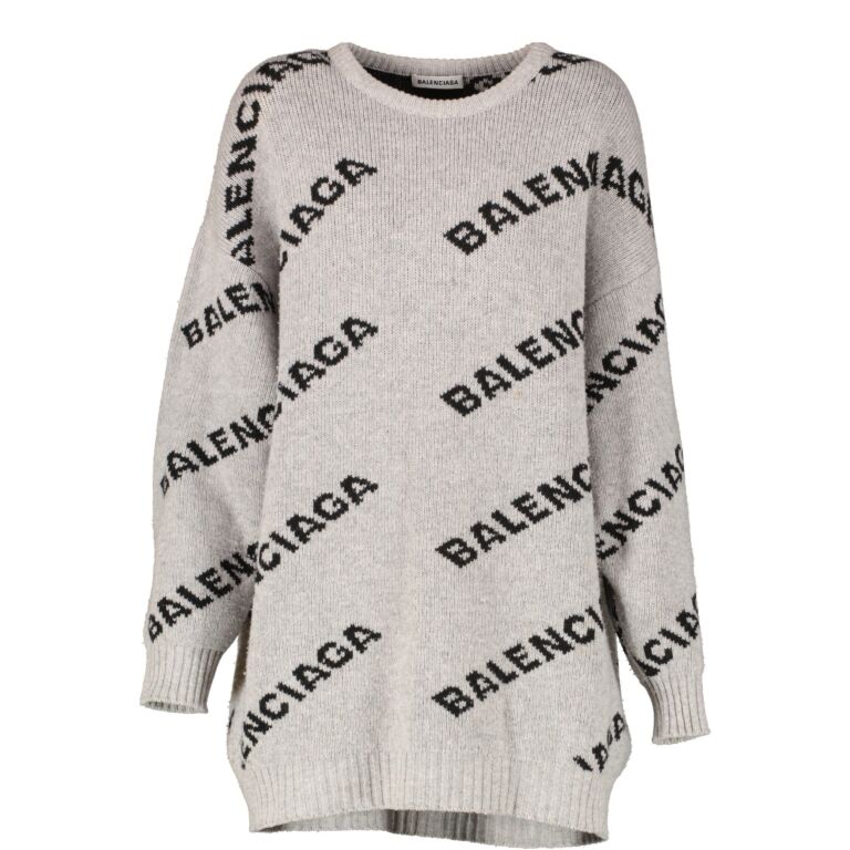 Balenciaga Grey Logo Knit Sweater - Size ○ Buy and Sell Authentic