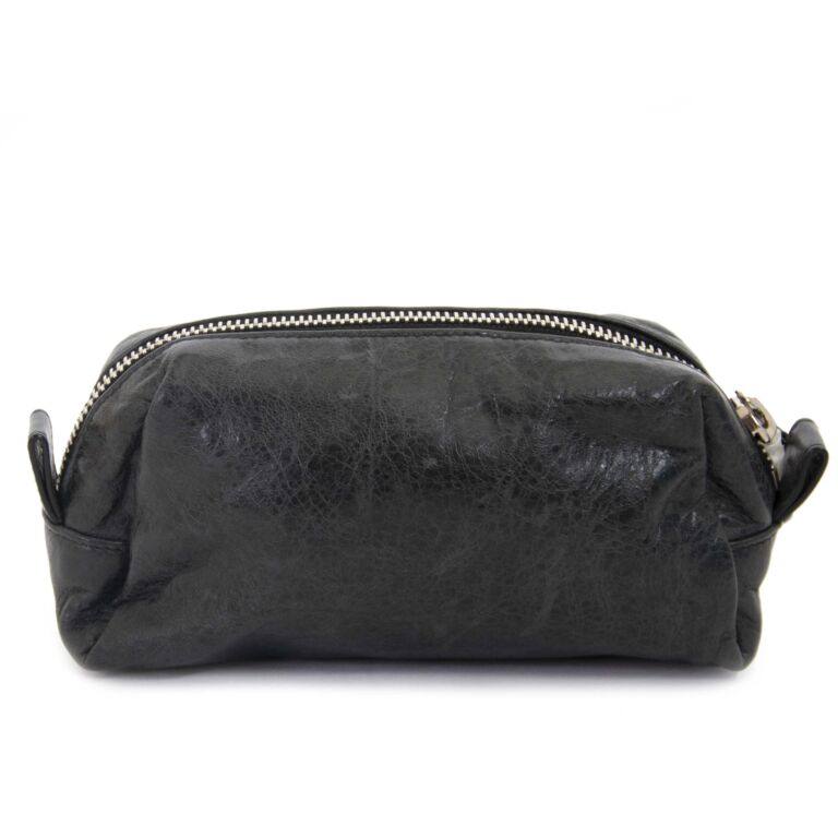 Balenciaga Black Lambskin Leather Giant 12 Pencil Case S