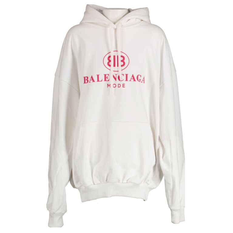 Balenciaga White BB Mode Logo Hoodie Size XS Labellov Buy and Sell Authentic Luxury