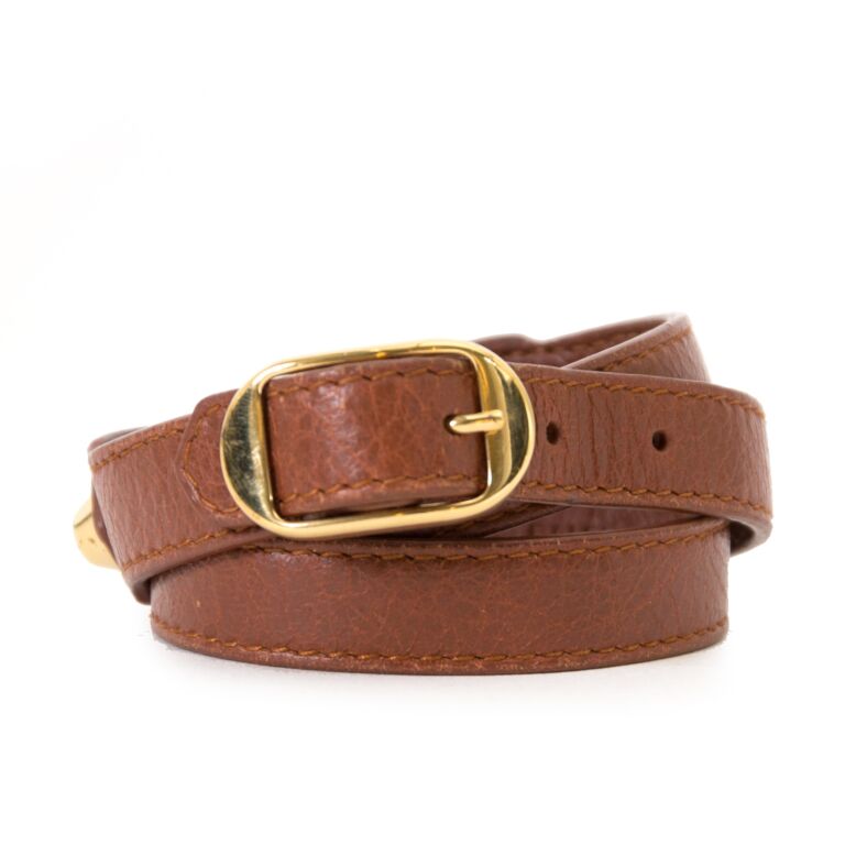 Balenciaga Brown Leather Classic Triple Tour Bracelet