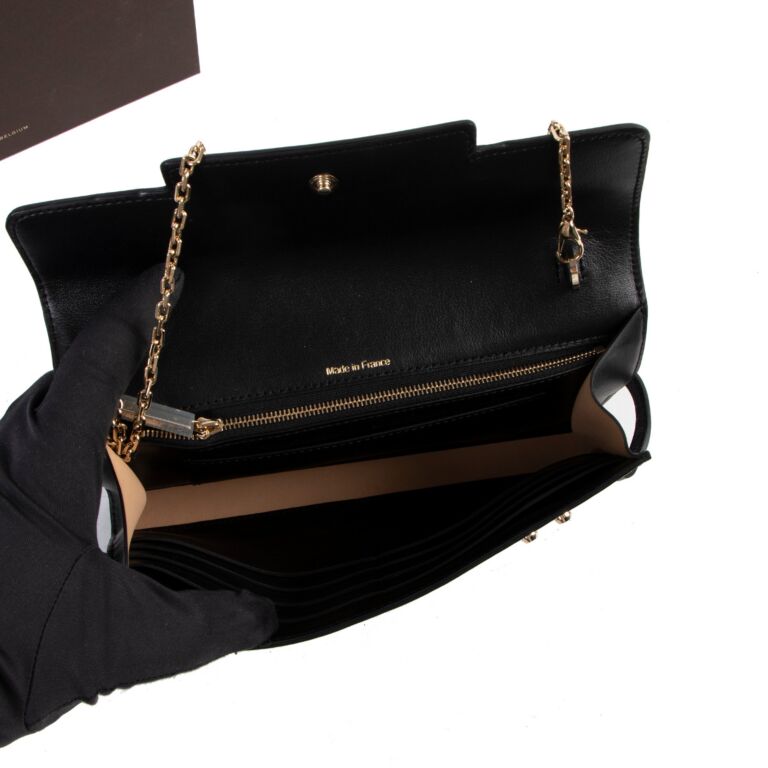 Delvaux Black Supple Calf Tempête Clutch Wallet On Chain