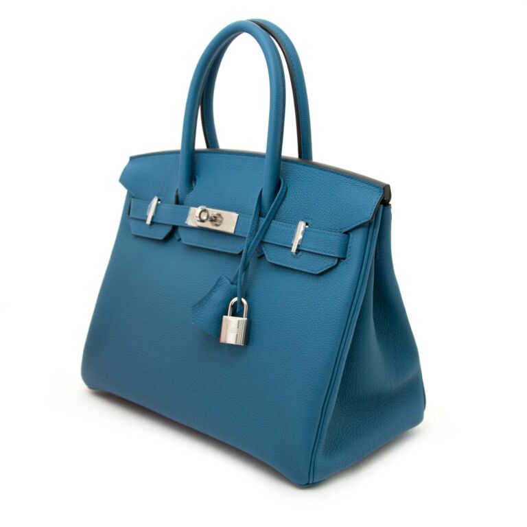 Hermès Cobalt Togo Leather Palladium Plated Birkin 30 Bag Hermes