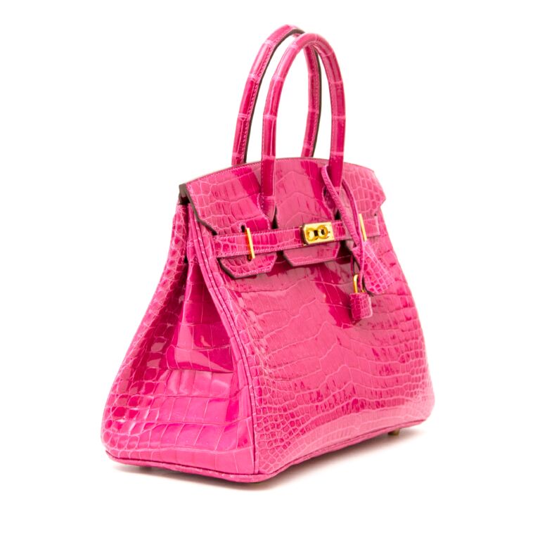 Hermes Rose Scheherazade Hot Pink GHW Crocodile Birkin 30 Handbag