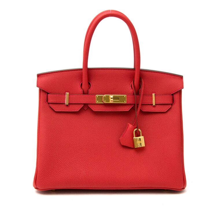 Hermes Birkin bag 30 Geranium Togo leather Gold hardware