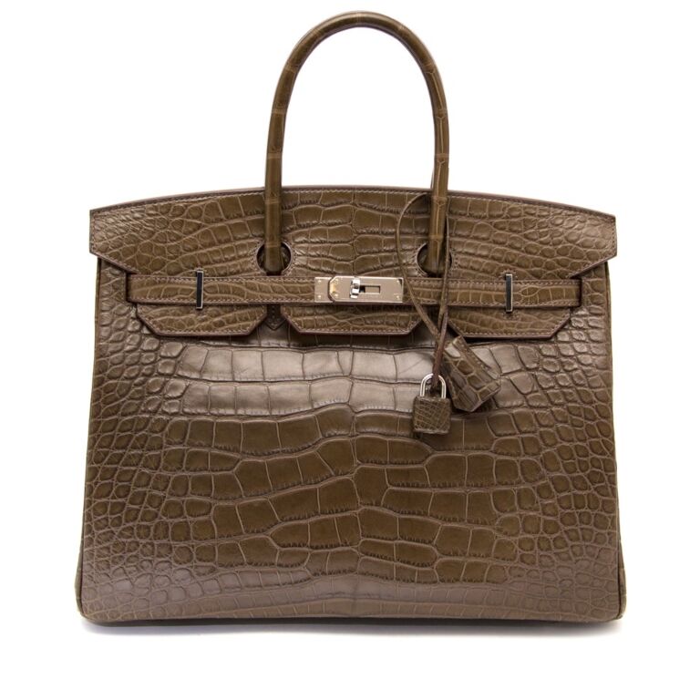 Hermes birkin 35 mimosa alligator sale matte phw stamp r