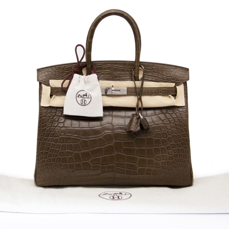 25cm Hermes Matte Elephant Gray Crocodile Birkin with Diamonds For Sale at  1stDibs