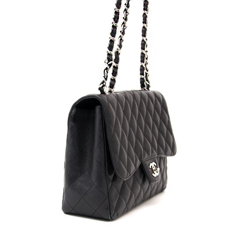 Chanel Jumbo Flap Bag in Black Caviar Leather ○ Labellov ○ Buy