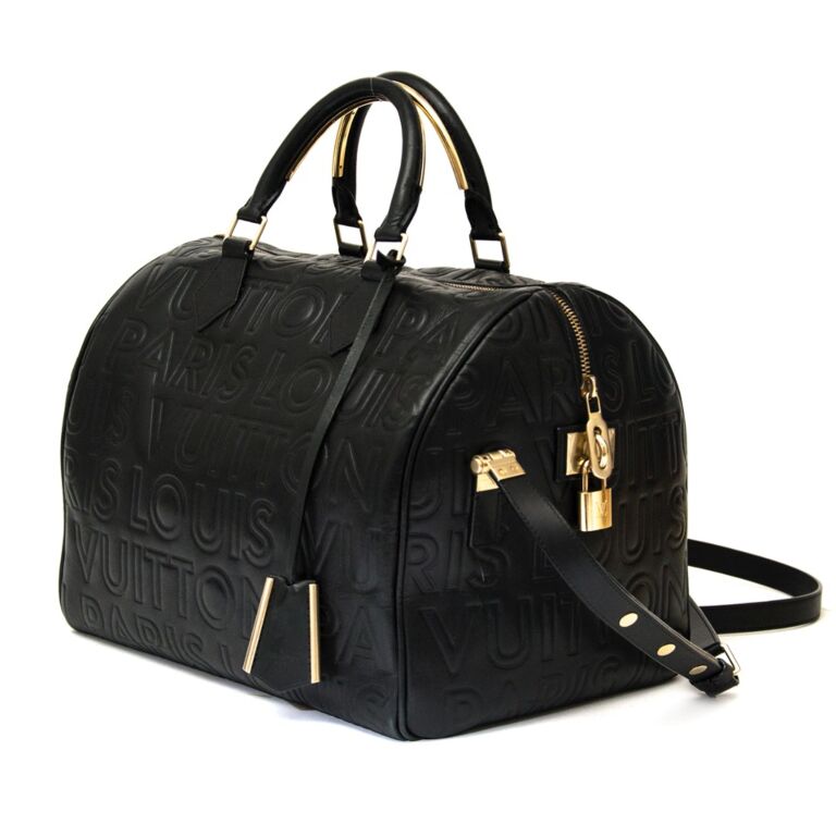 Louis Vuitton Limited Edition Black Embossed Leather Speedy Cube