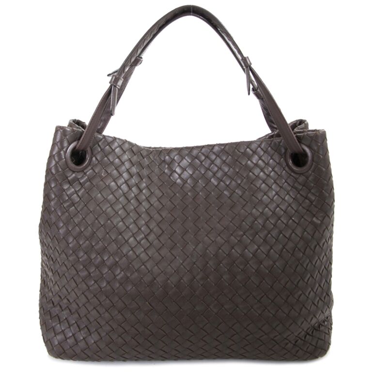 Bottega Veneta Dark Brown Intrecciato Garda Shoulder Bag
