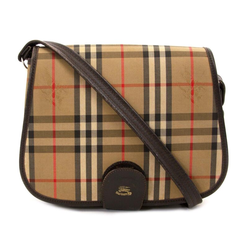 Sold at Auction: Burberry Blue Plaid Canvas crossbody Leather Bag