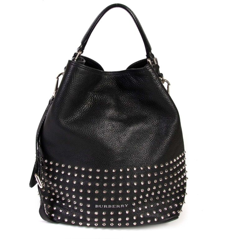 Burberry Black Medium Studded Leather Hobo Bag Labellov Buy and Sell ...