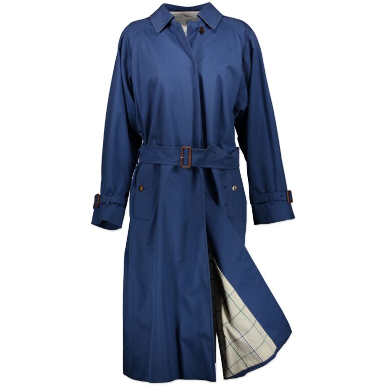 Burberry Blue Long Trench Coat Size M Labellov Buy and Sell Authentic Luxury