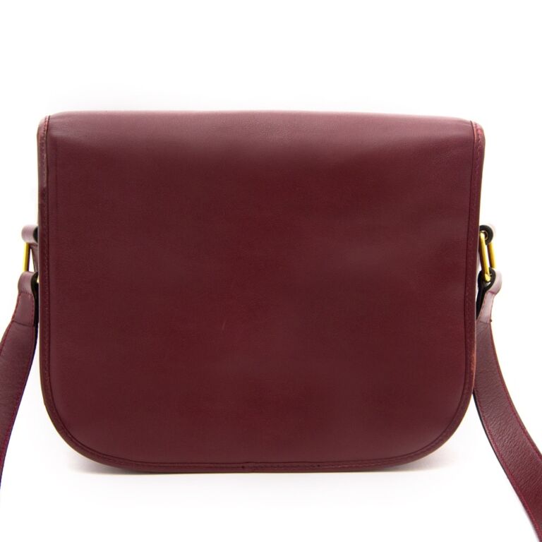 CELINE Shoulder Bag Carriage hardware vintage leather Bordeaux